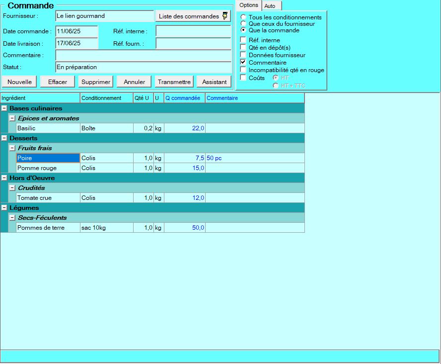 écran Pilotage Restauration