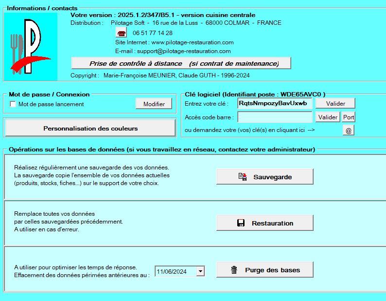 écran Pilotage Restauration